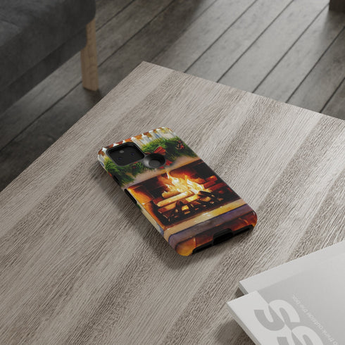 Candles on the Hearth Decorated for Christmas - Impact Resistant Phone Case